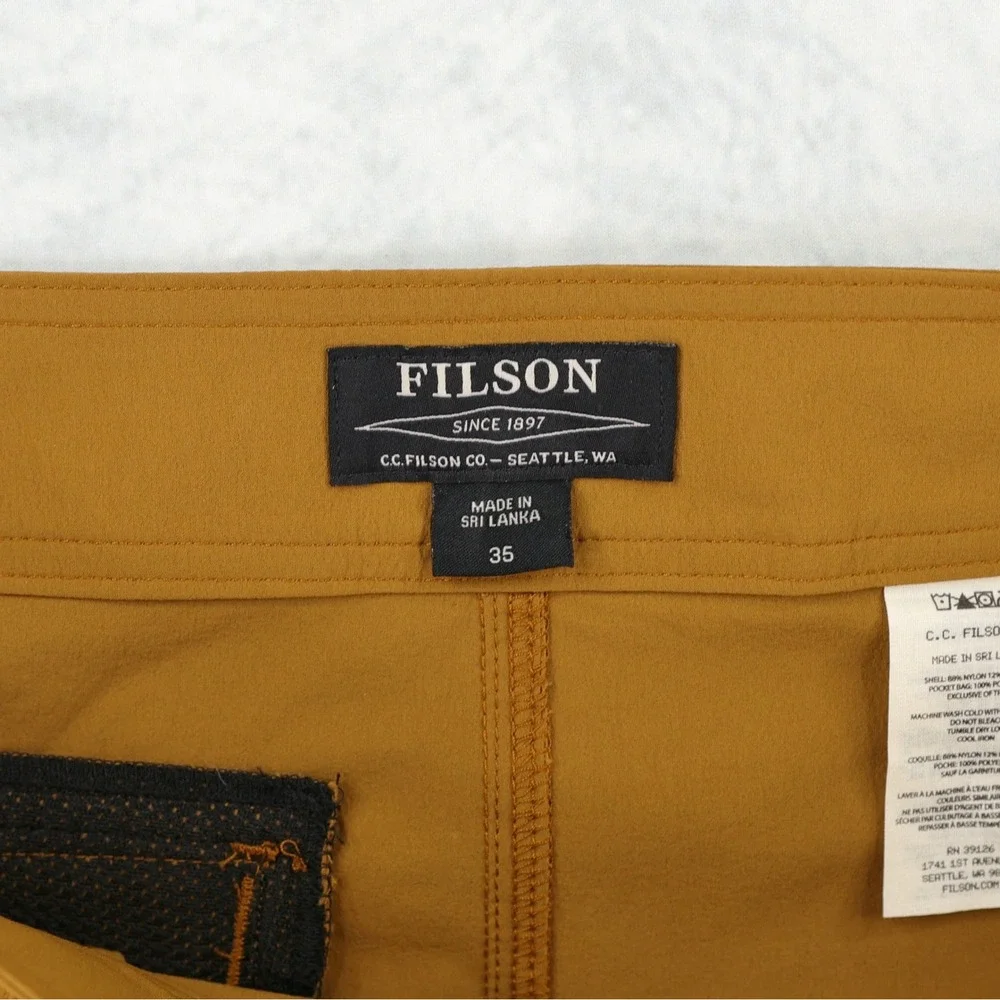 Filson Glacier Bay Trunks Mens 35 Dark Burlap Brown Hybrid Swim Hiking 7.5